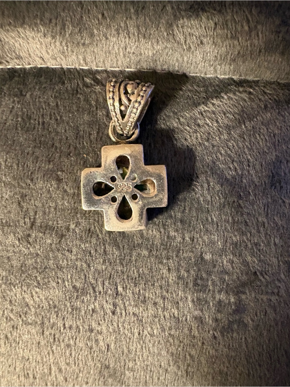Sterling Silver and Turquoise Inlay Greek Cross Pendant - Picture 7 of 7